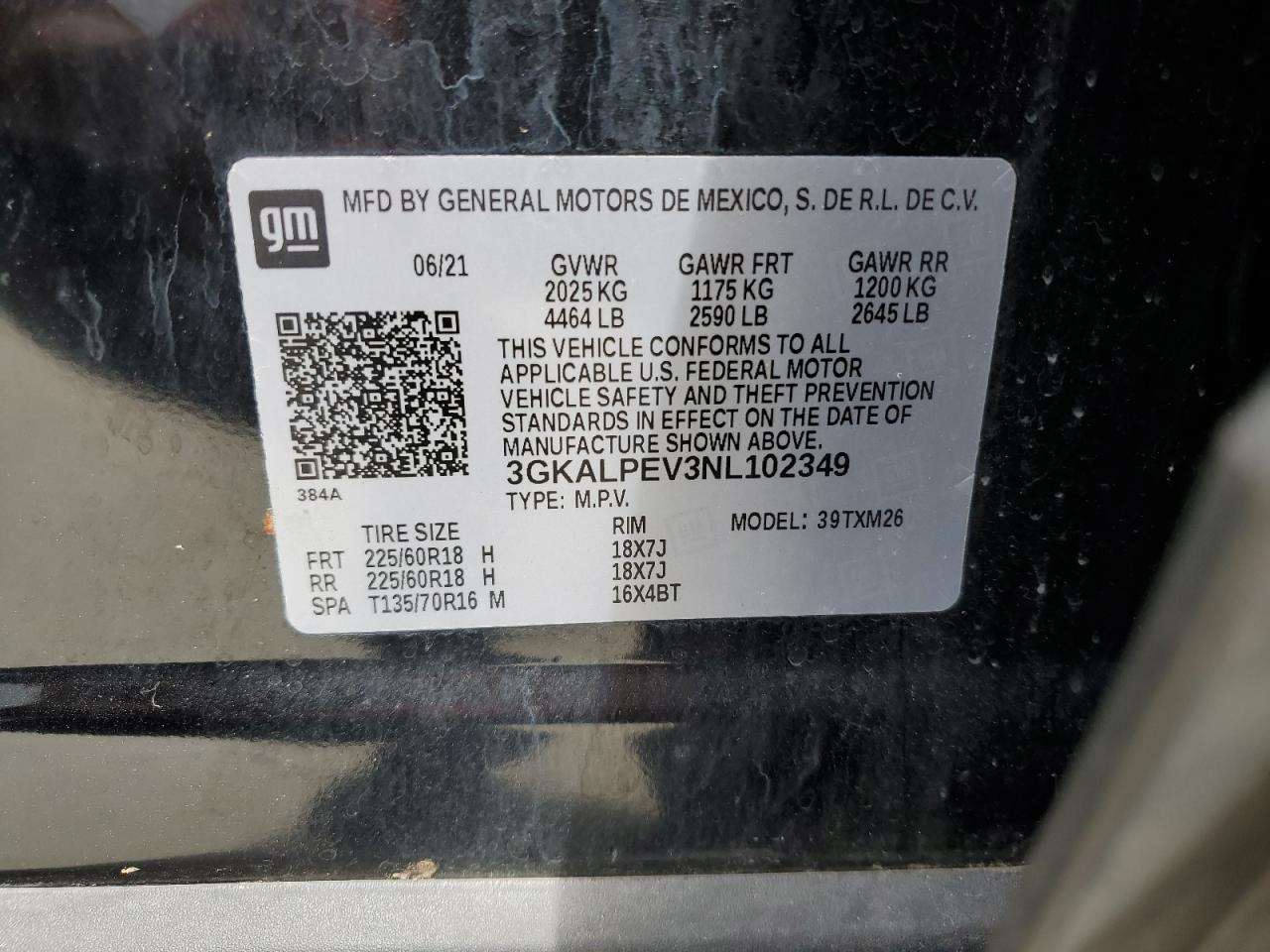 3GKALPEV3NL102349 2022 GMC Terrain Slt