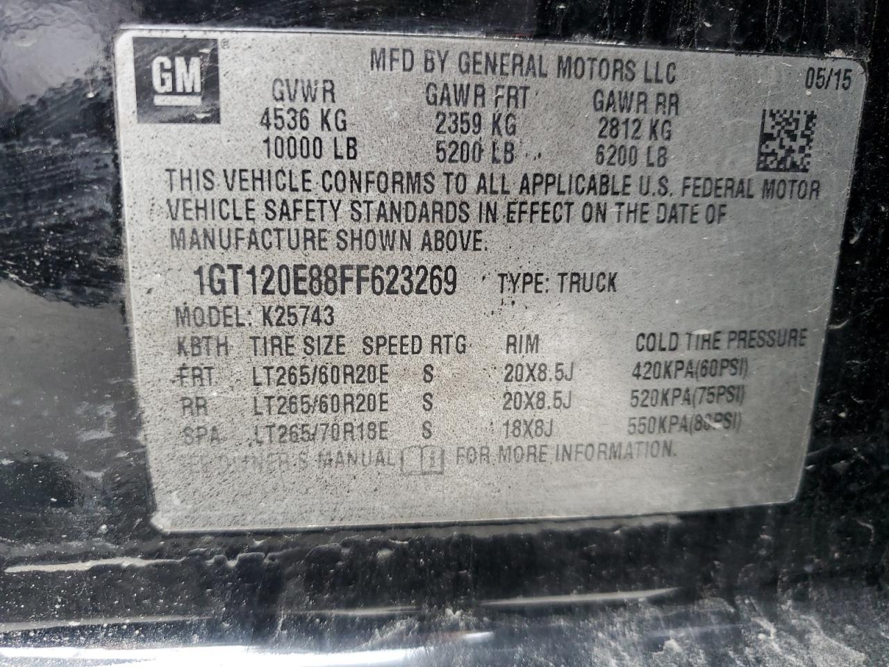 1GT120E88FF623269 2015 GMC Sierra K2500 Denali