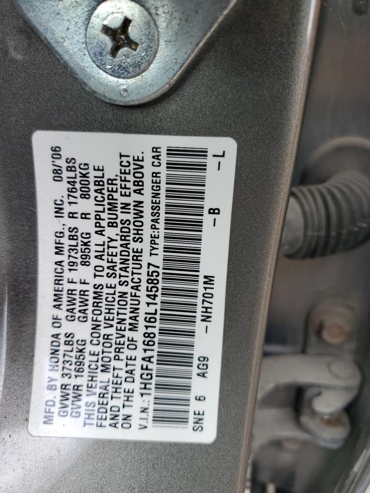 1HGFA16816L145857 2006 Honda Civic Ex