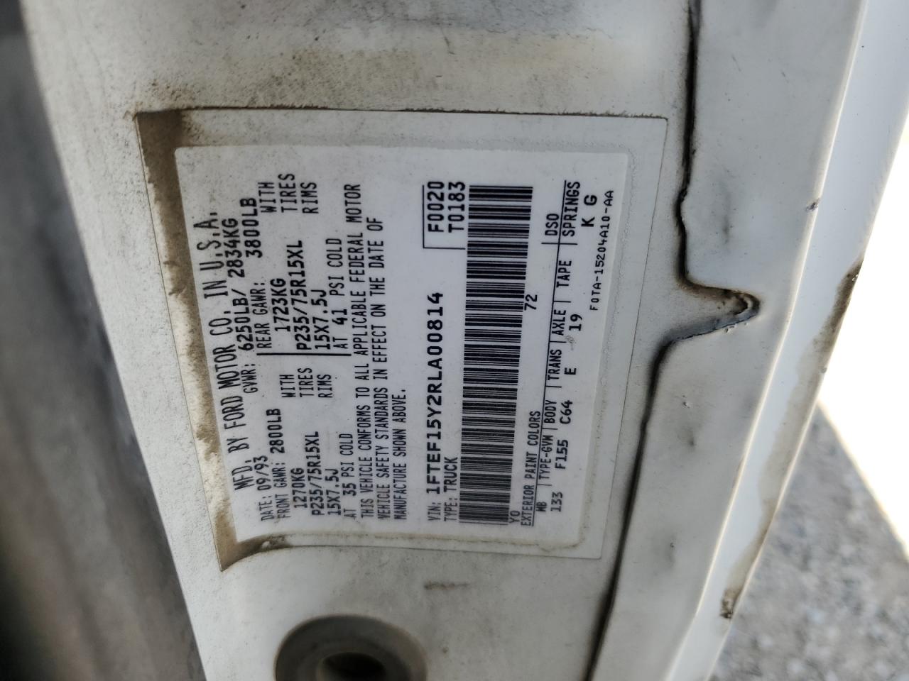 1FTEF15Y2RLA00814 1994 Ford F150