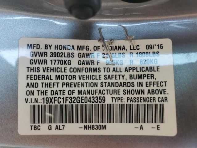 19XFC1F32GE043359 2016 HONDA CIVIC - Image 12