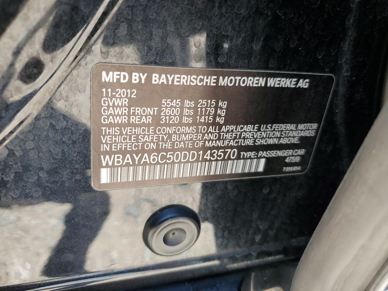 WBAYA6C50DD143570 2013 BMW 740 I