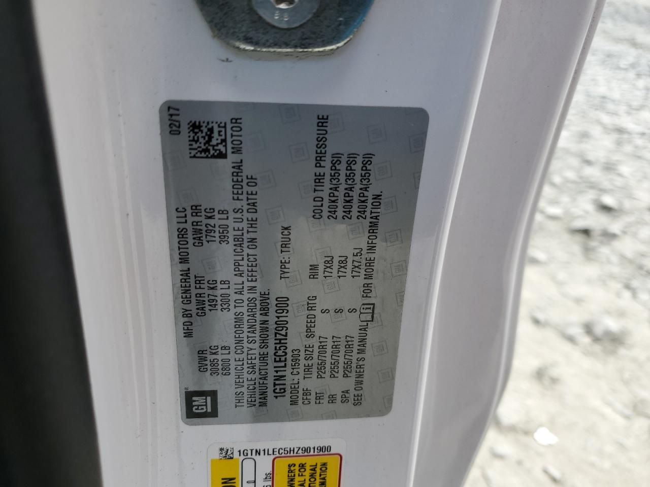 1GTN1LEC5HZ901900 2017 GMC Sierra C1500