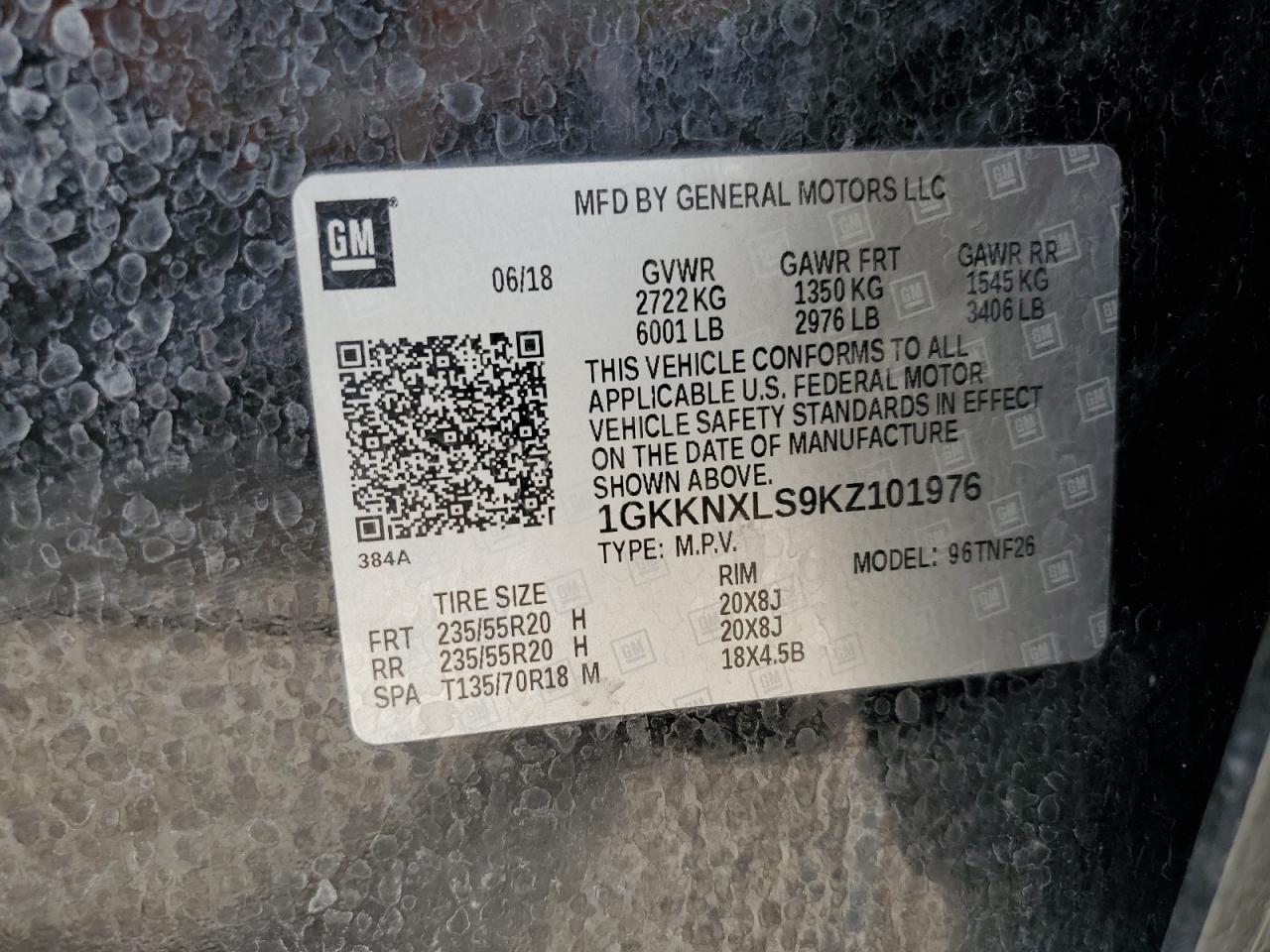 1GKKNXLS9KZ101976 2019 GMC Acadia Denali