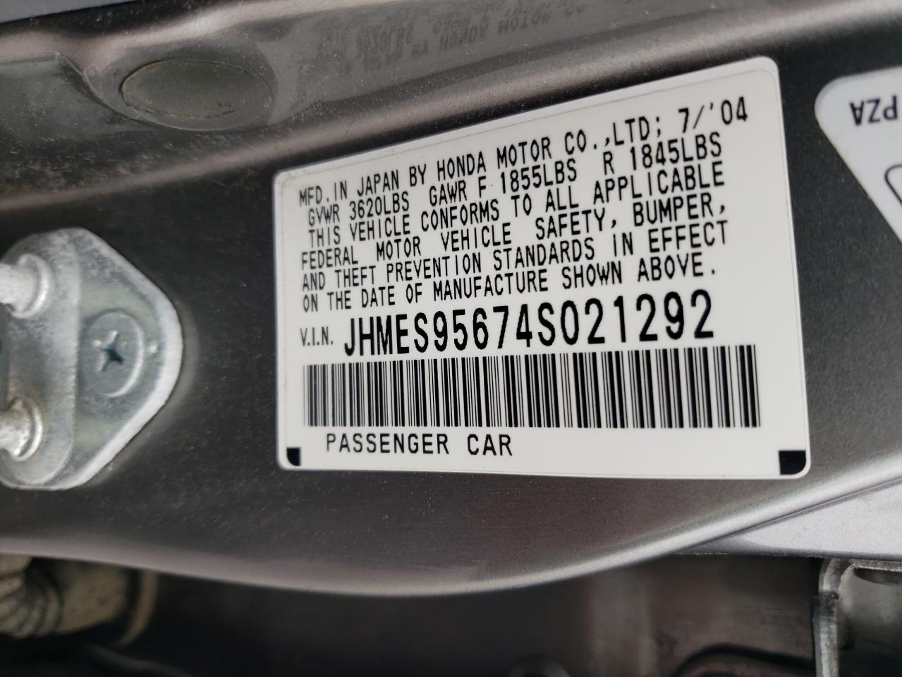 JHMES95674S021292 2004 Honda Civic Hybrid