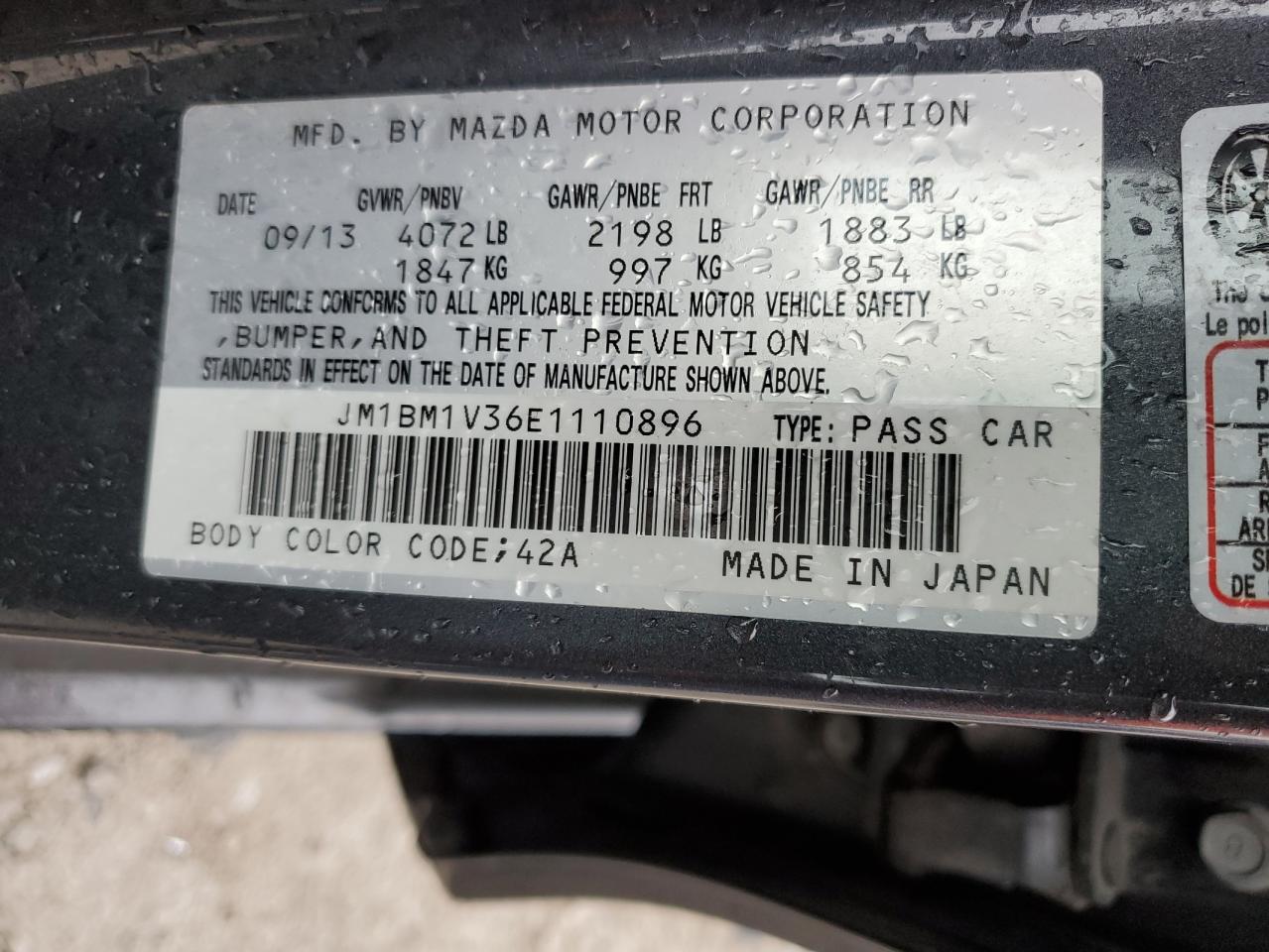 JM1BM1V36E1110896 2014 Mazda 3 Touring