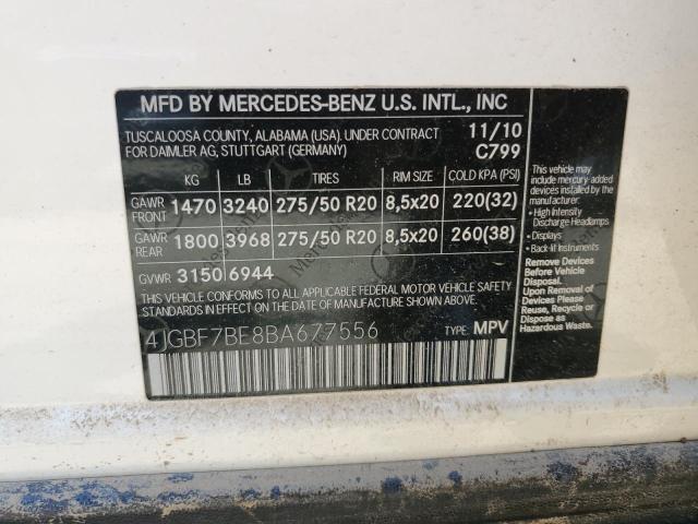 2011 Mercedes-Benz Gl 450 4Matic VIN: 4JGBF7BE8BA677556 Lot: 54695974