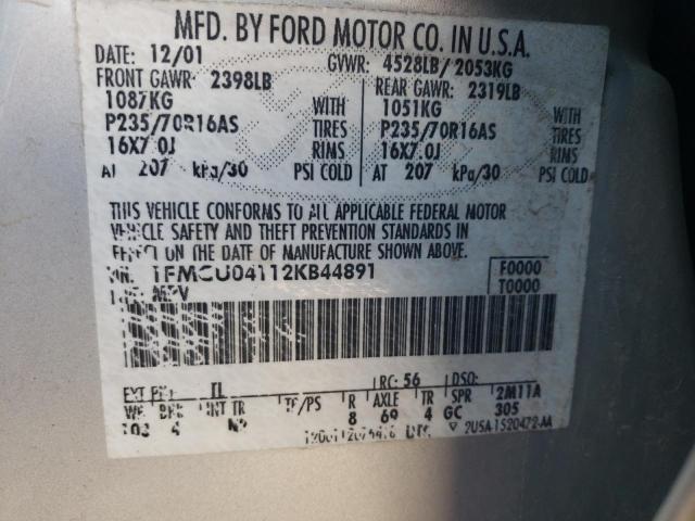 2002 Ford Escape Xlt VIN: 1FMCU04112KB44891 Lot: 52932284