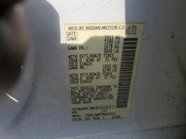 2011 Nissan Armada Sv VIN: 5N1BA0NC3BN612977 Lot: 53206224