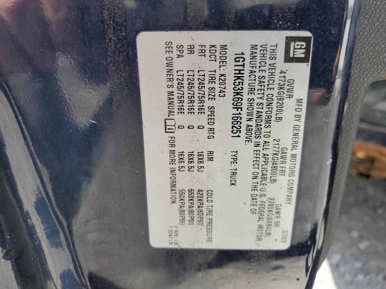 1GTHK53K69F166251 2009 GMC Sierra K2500 Sle