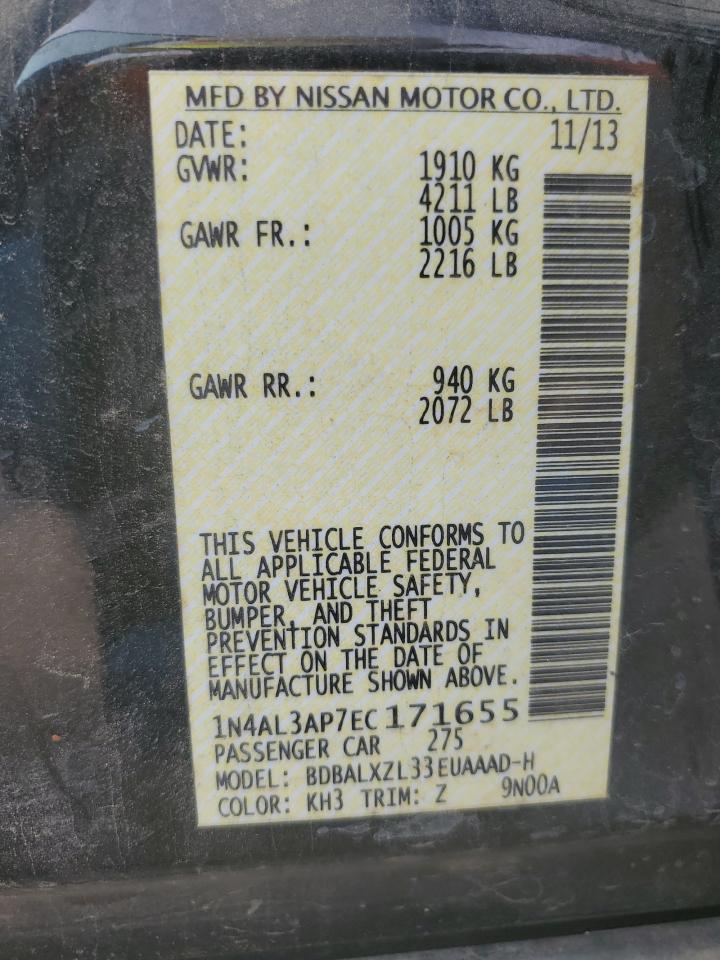 2014 Nissan Altima 2.5 vin: 1N4AL3AP7EC171655