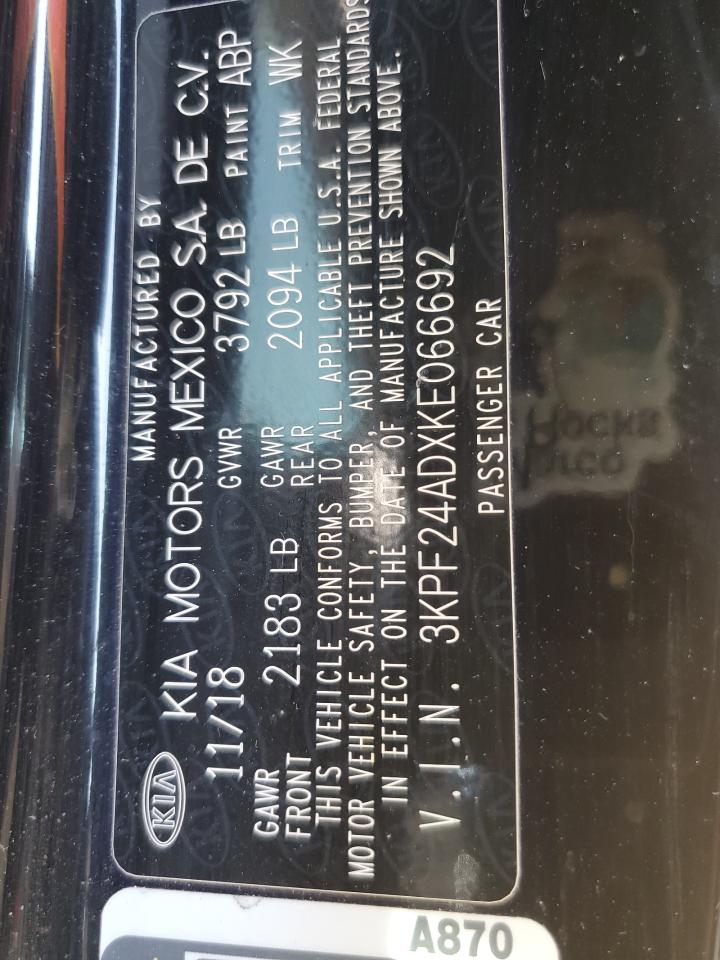 3KPF24ADXKE066692 2019 Kia Forte Fe