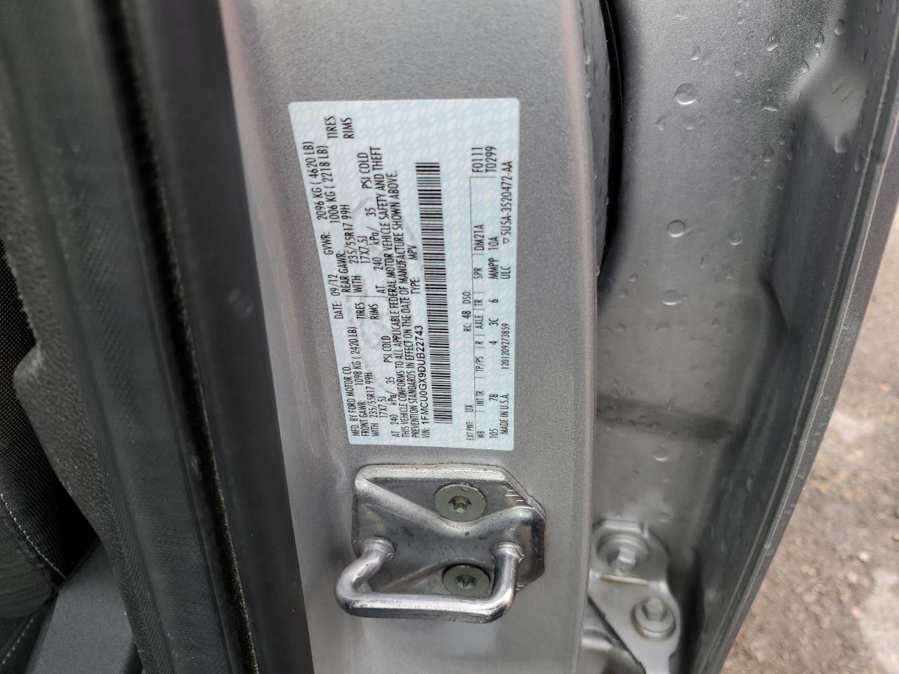 1FMCU0GX9DUB22743 2013 Ford Escape Se