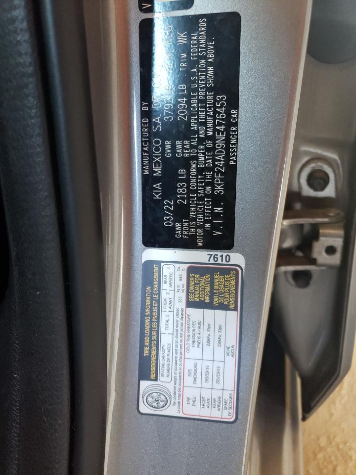 3KPF24AD9NE476453 2022 Kia Forte Fe