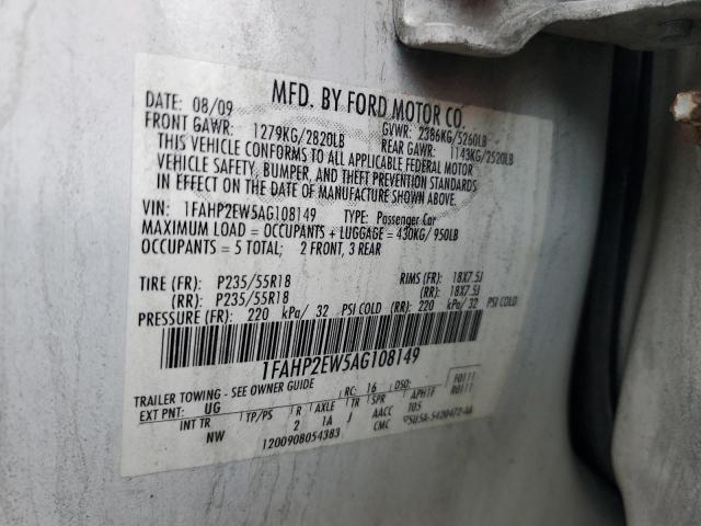 2010 Ford Taurus Sel VIN: 1FAHP2EW5AG108149 Lot: 55794804