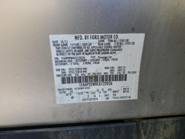 2012 Ford Taurus Sel VIN: 1FAHP2EW0CG122026 Lot: 53827764