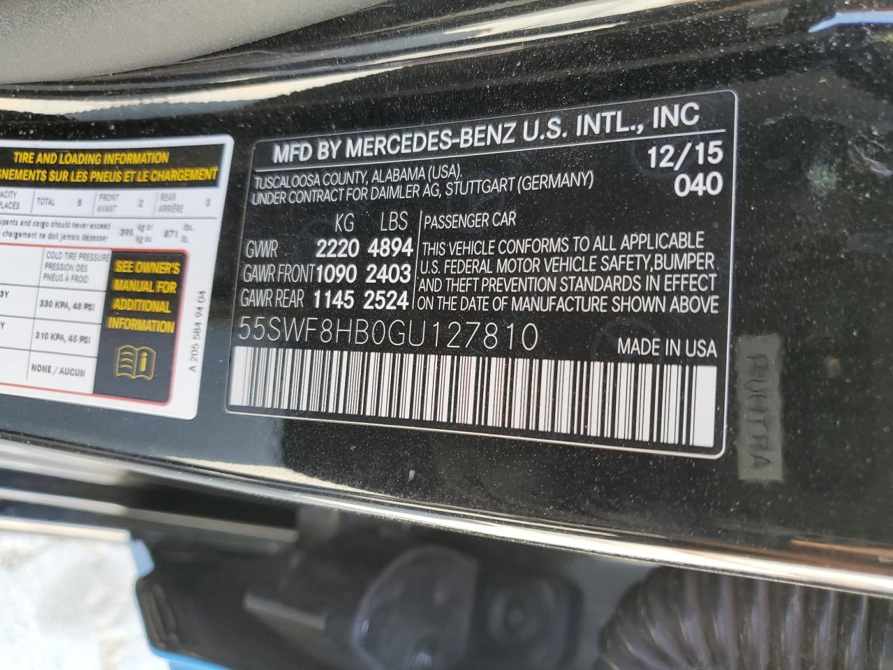 55SWF8HB0GU127810 2016 Mercedes-Benz C 63 Amg-S