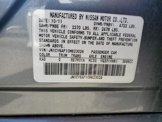 2012 Infiniti G37 Base VIN: JN1CV6AP1CM623026 Lot: 54462554