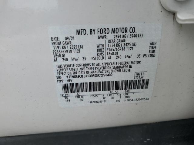 2021 Ford Explorer Timberline VIN: 1FMSK8JH3MGC29660 Lot: 54577474