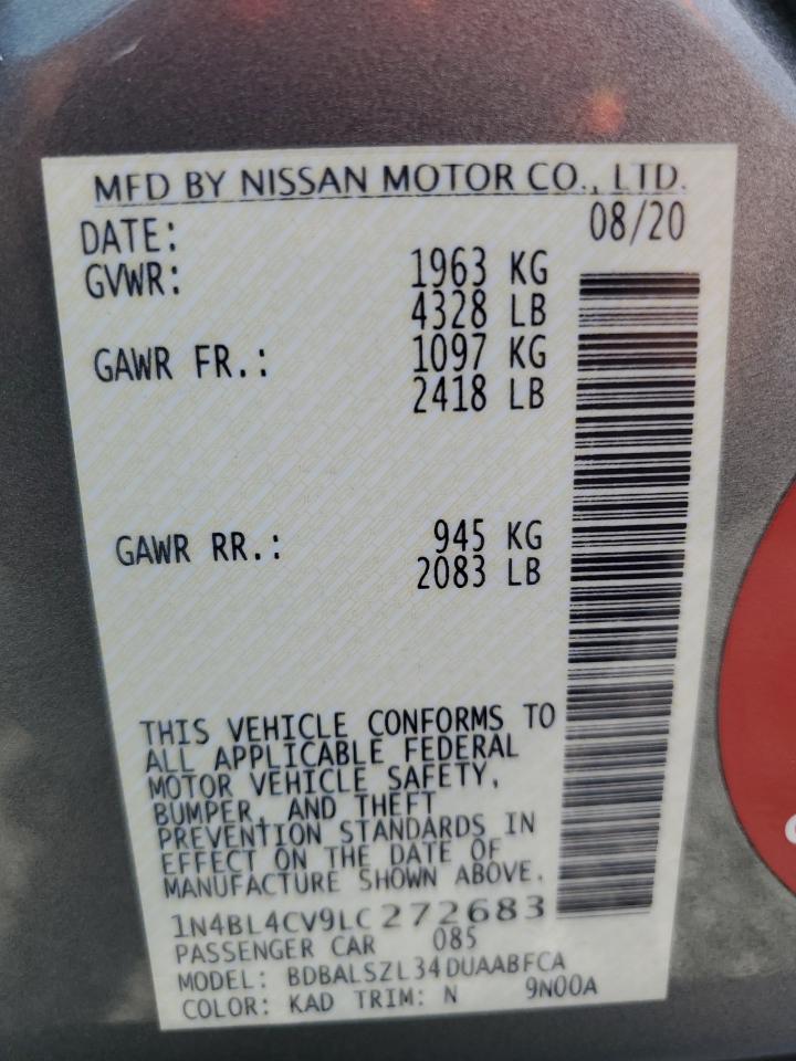 1N4BL4CV9LC272683 2020 Nissan Altima Sr