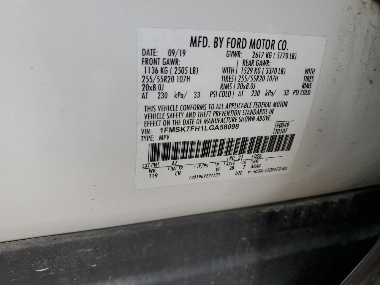 1FMSK7FH1LGA58098 2020 Ford Explorer Limited