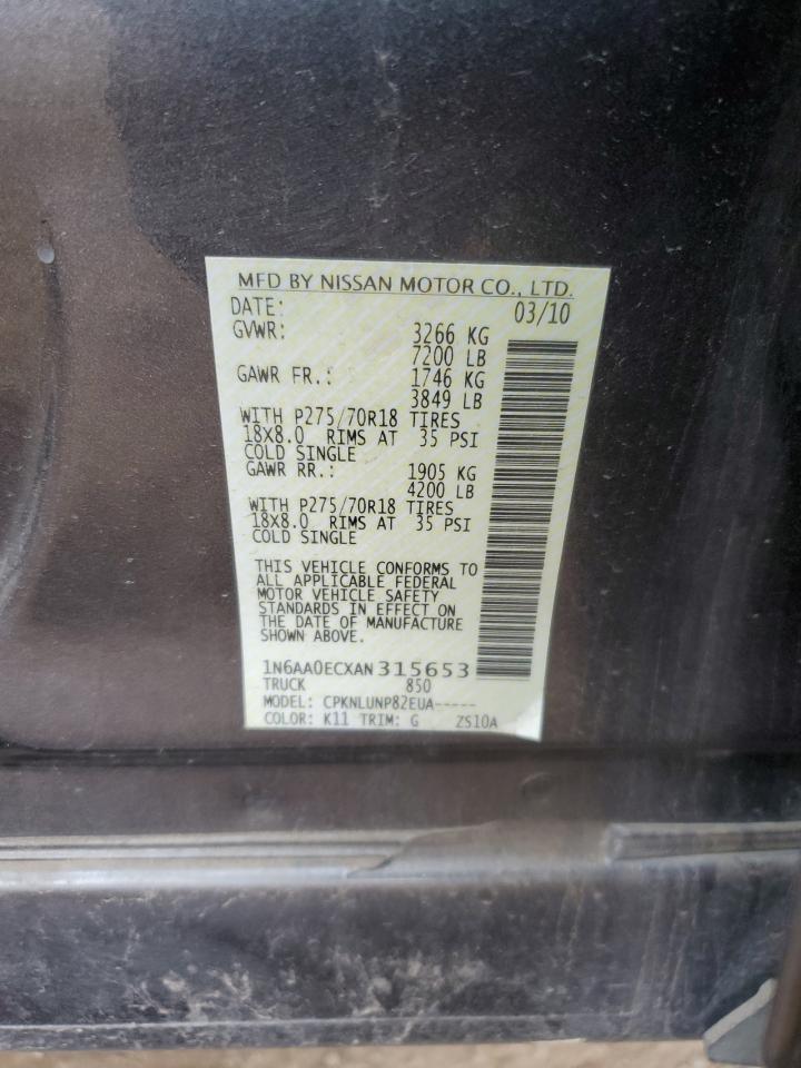 1N6AA0ECXAN315653 2010 Nissan Titan Xe