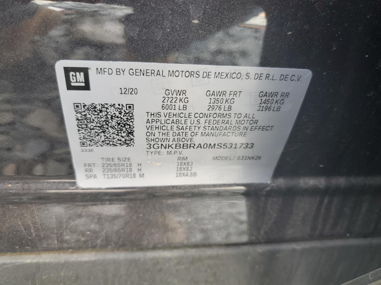 3GNKBBRA0MS531733 2021 Chevrolet Blazer 1Lt