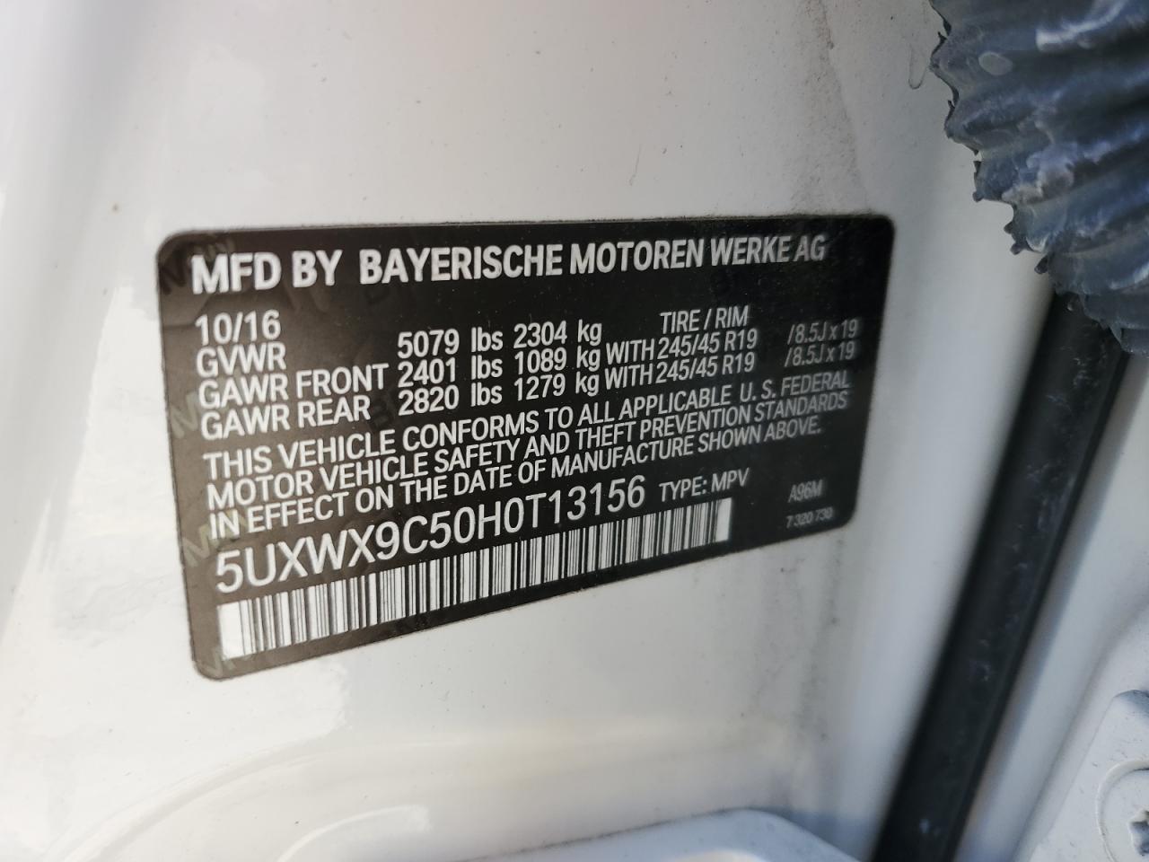 5UXWX9C50H0T13156 2017 BMW X3 xDrive28I