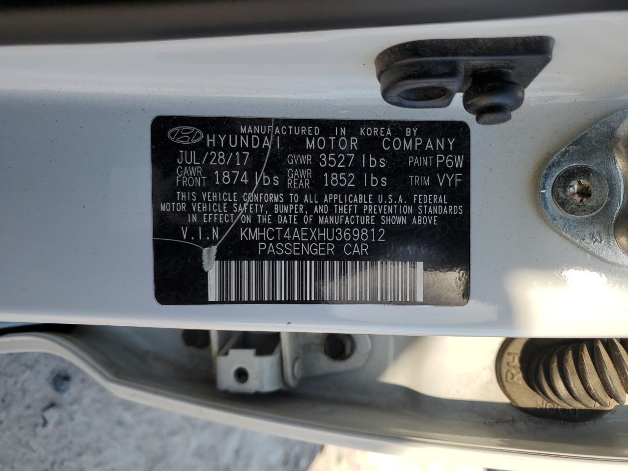 KMHCT4AEXHU369812 2017 Hyundai Accent Se
