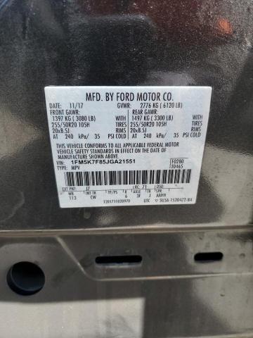 2018 Ford Explorer Limited VIN: 1FM5K7F85JGA21551 Lot: 56670544