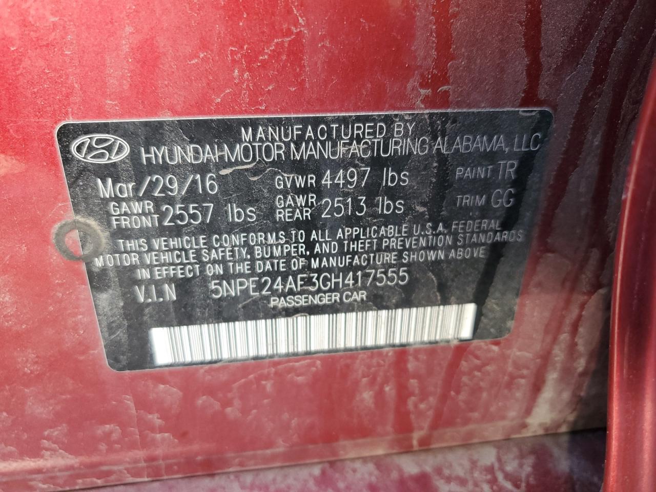 5NPE24AF3GH417555 2016 Hyundai Sonata Se