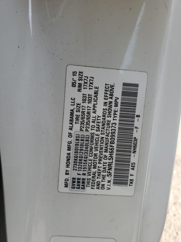 5FNRL5H66FB099373 2015 Honda Odyssey Exl