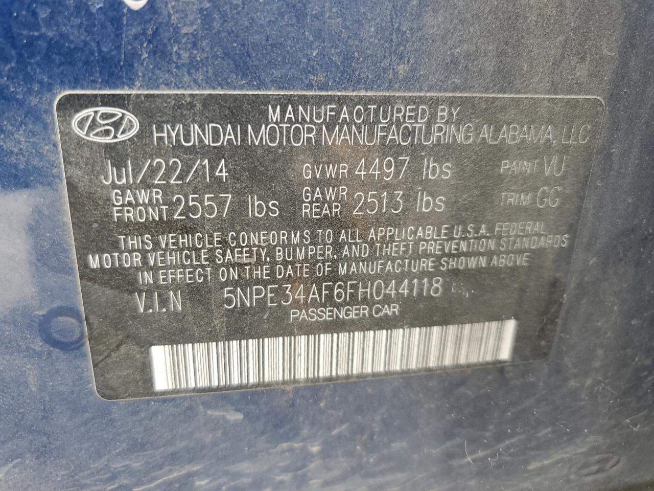 5NPE34AF6FH044118 2015 Hyundai Sonata Sport