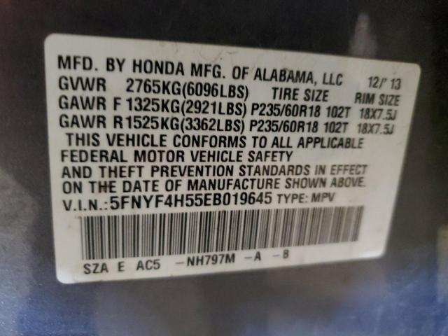 2014 Honda Pilot Exl VIN: 5FNYF4H55EB019645 Lot: 56433664