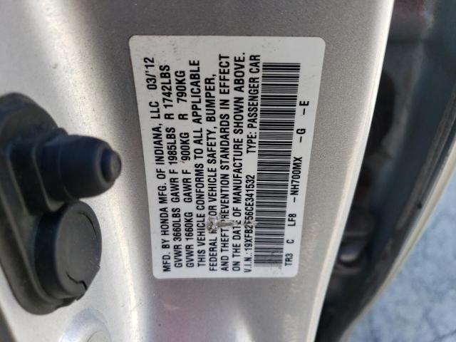 2012 Honda Civic Lx VIN: 19XFB2F56CE341532 Lot: 56853784