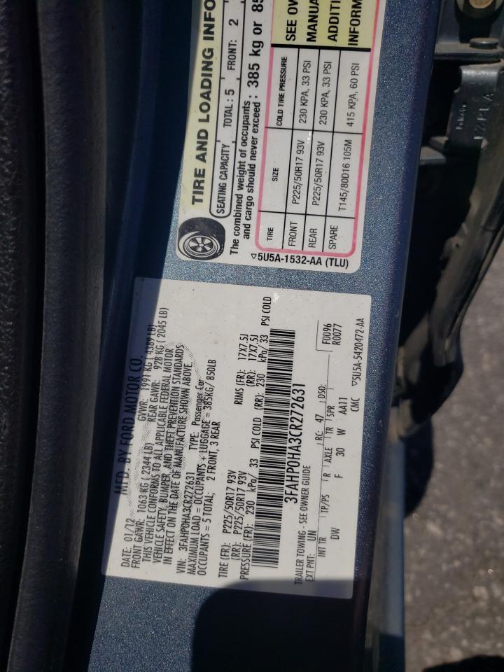 3FAHP0HA3CR272631 2012 Ford Fusion Se