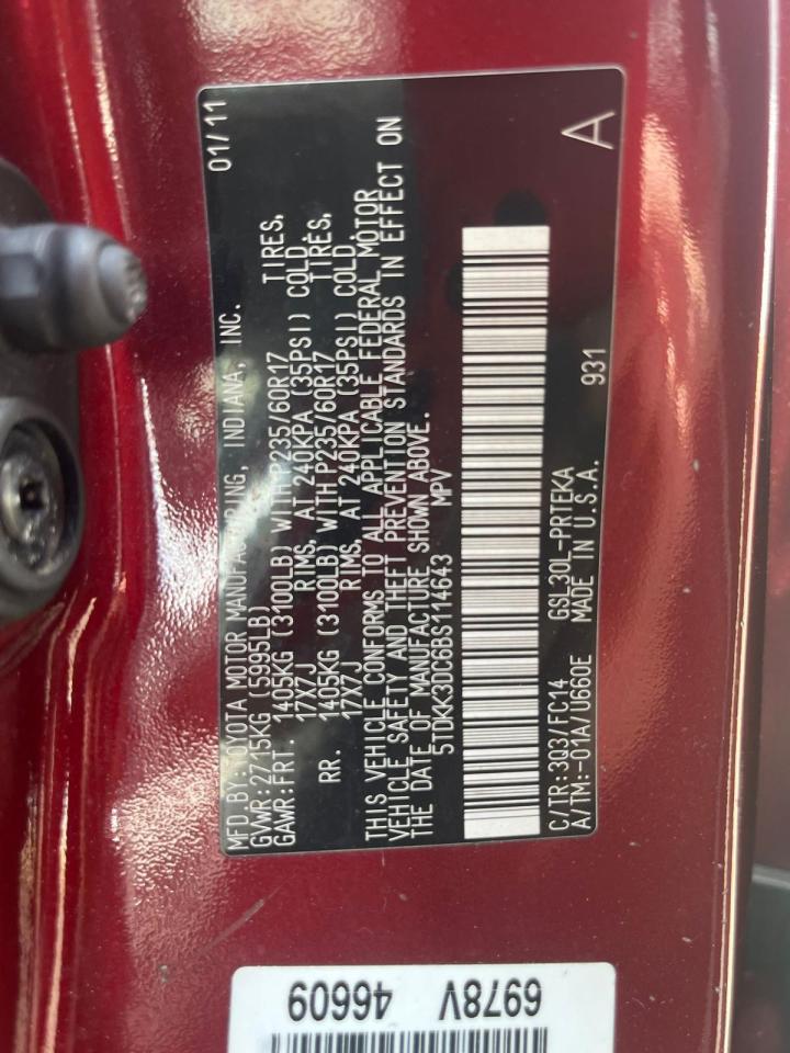 5TDKK3DC6BS114643 2011 Toyota Sienna Le