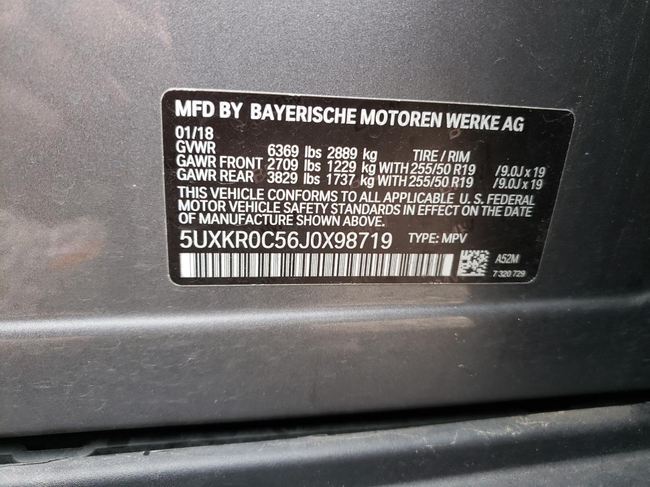 5UXKR0C56J0X98719 2018 BMW X5 xDrive35I