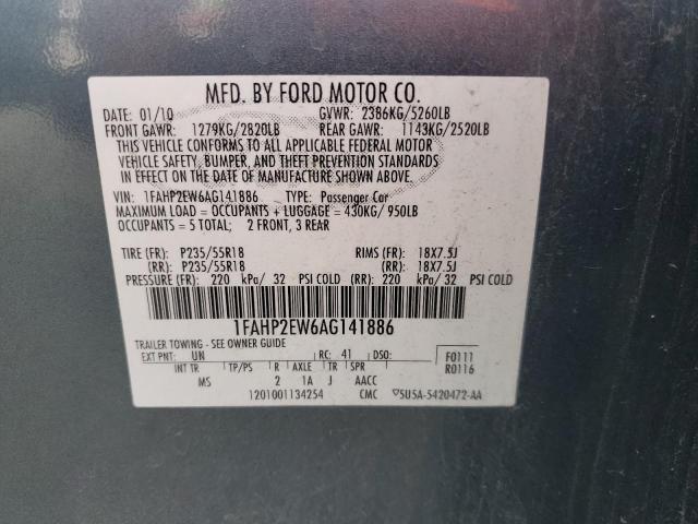 2010 Ford Taurus Sel VIN: 1FAHP2EW6AG141886 Lot: 56429844