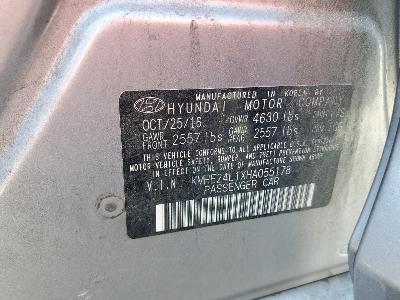 KMHE24L1XHA055178 2017 Hyundai Sonata Hybrid