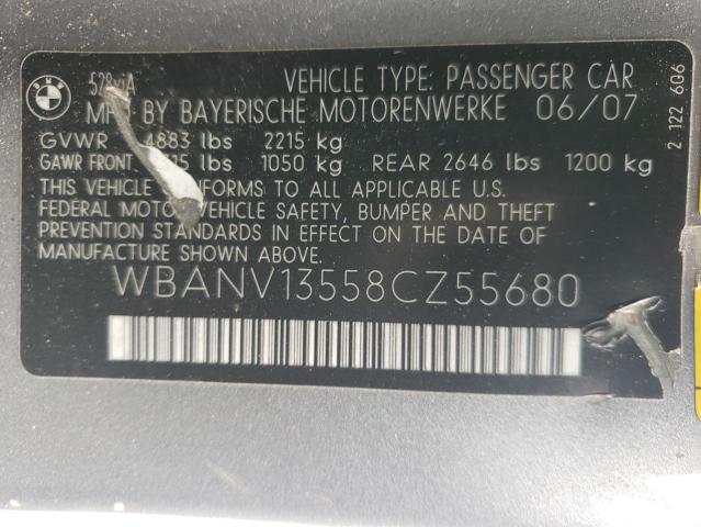 2008 BMW 528 Xi VIN: WBANV13558CZ55680 Lot: 55355044