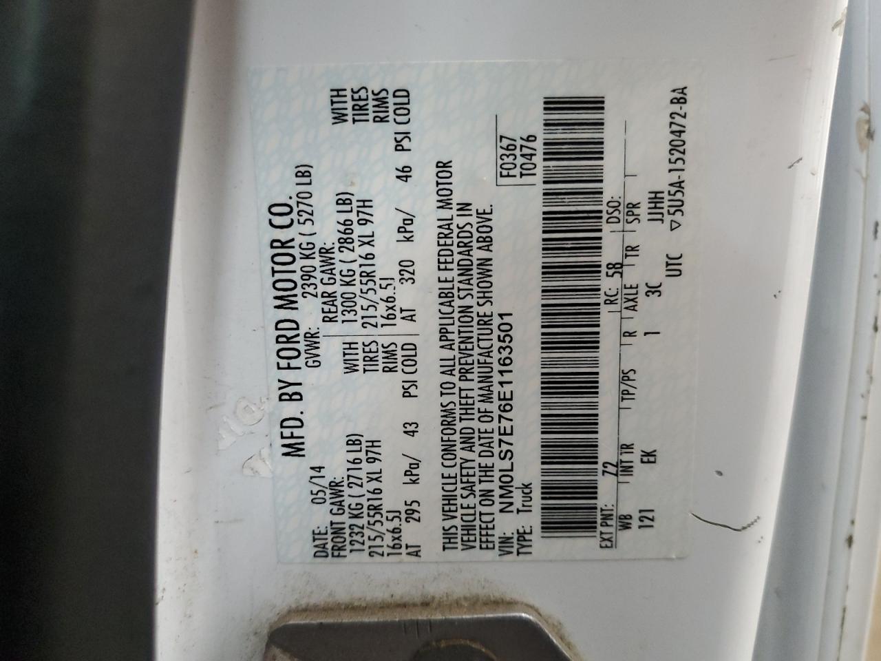 NM0LS7E76E1163501 2014 Ford Transit Connect Xl