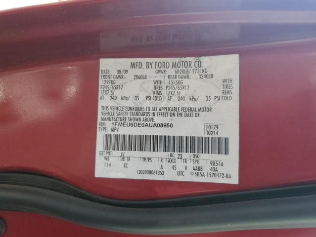 2010 Ford Explorer Xlt VIN: 1FMEU6DE0AUA08950 Lot: 53894184