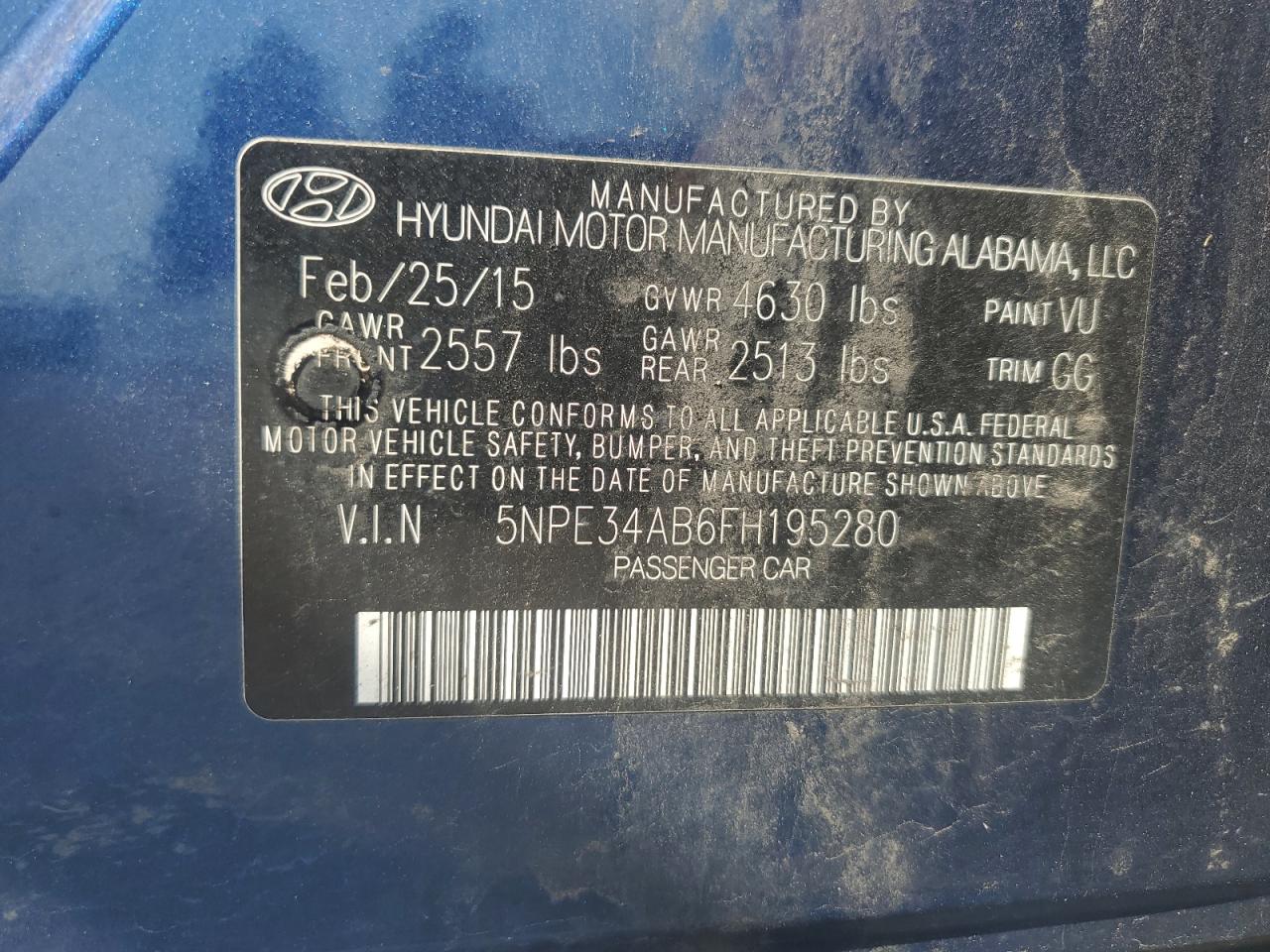 5NPE34AB6FH195280 2015 Hyundai Sonata Sport