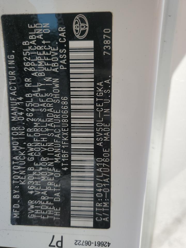 4T1BF1FKXEU806686 2014 Toyota Camry L