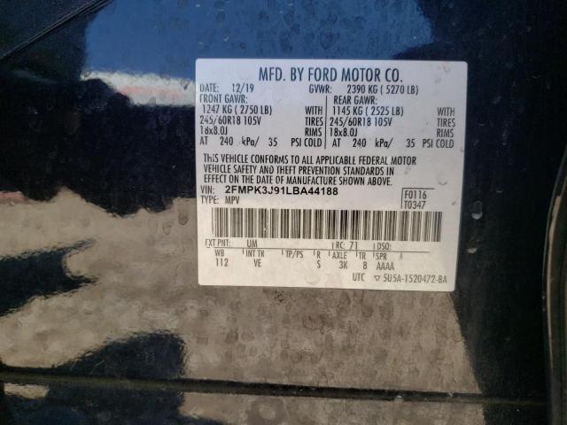 2020 Ford Edge Sel VIN: 2FMPK3J91LBA44188 Lot: 55898864