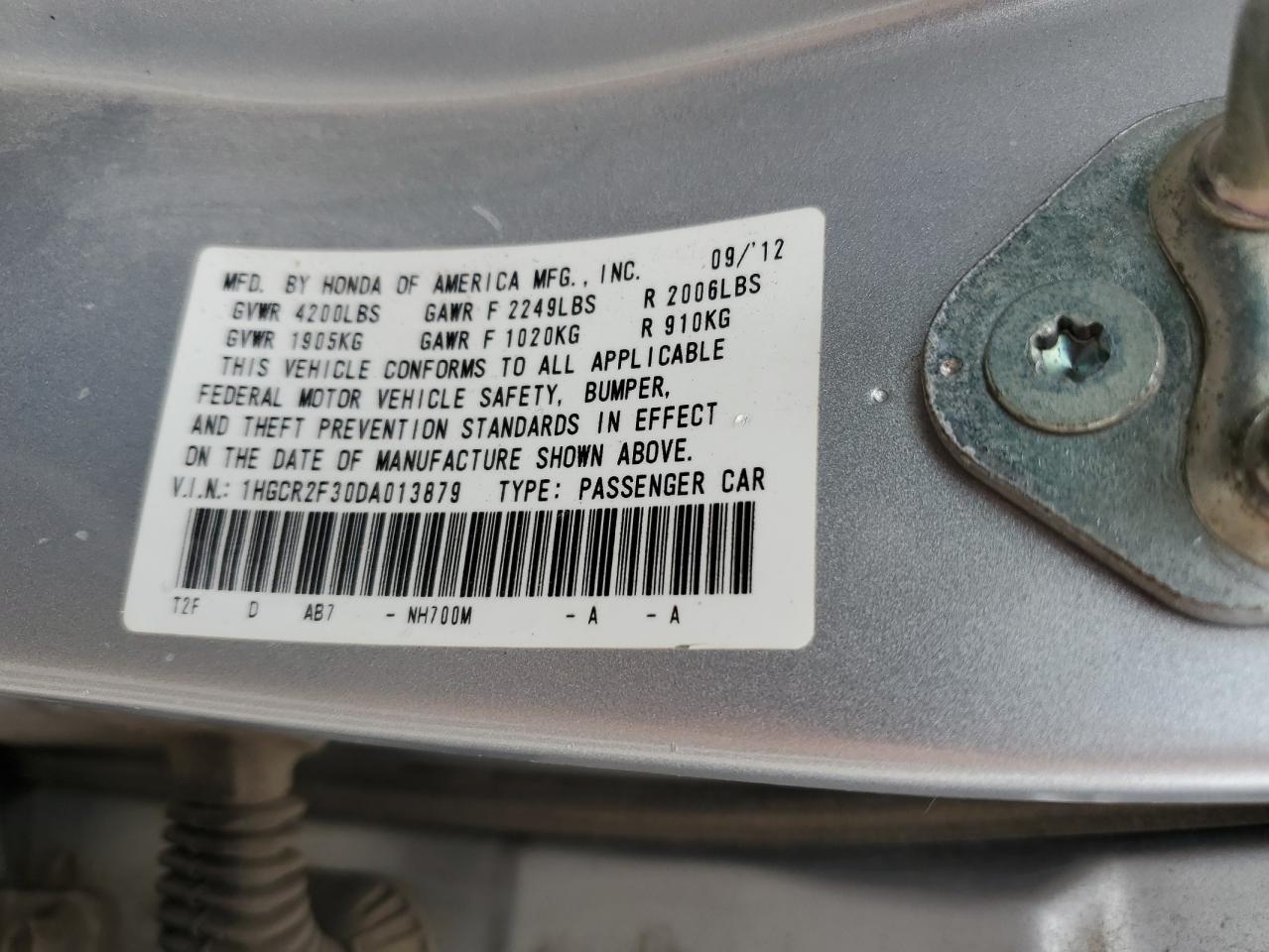 1HGCR2F30DA013879 2013 Honda Accord Lx