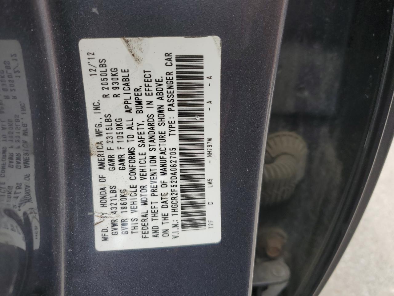 1HGCR2F52DA082705 2013 Honda Accord Sport