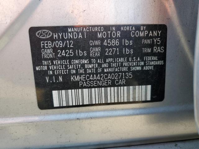 2012 Hyundai Sonata Hybrid VIN: KMHEC4A42CA027135 Lot: 54078884