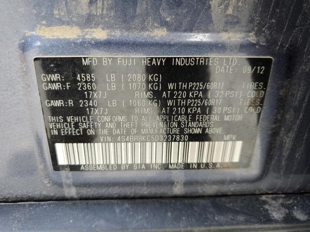 2013 Subaru Outback 2.5I Limited VIN: 4S4BRBKC5D3237830 Lot: 54039304